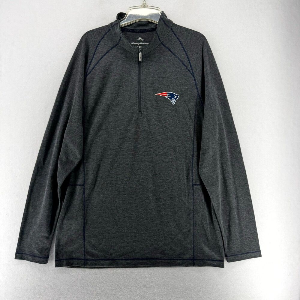 Tommy Bahama NFL Patriots Embroidered Quarter Zip Sweater Mens Size XLT